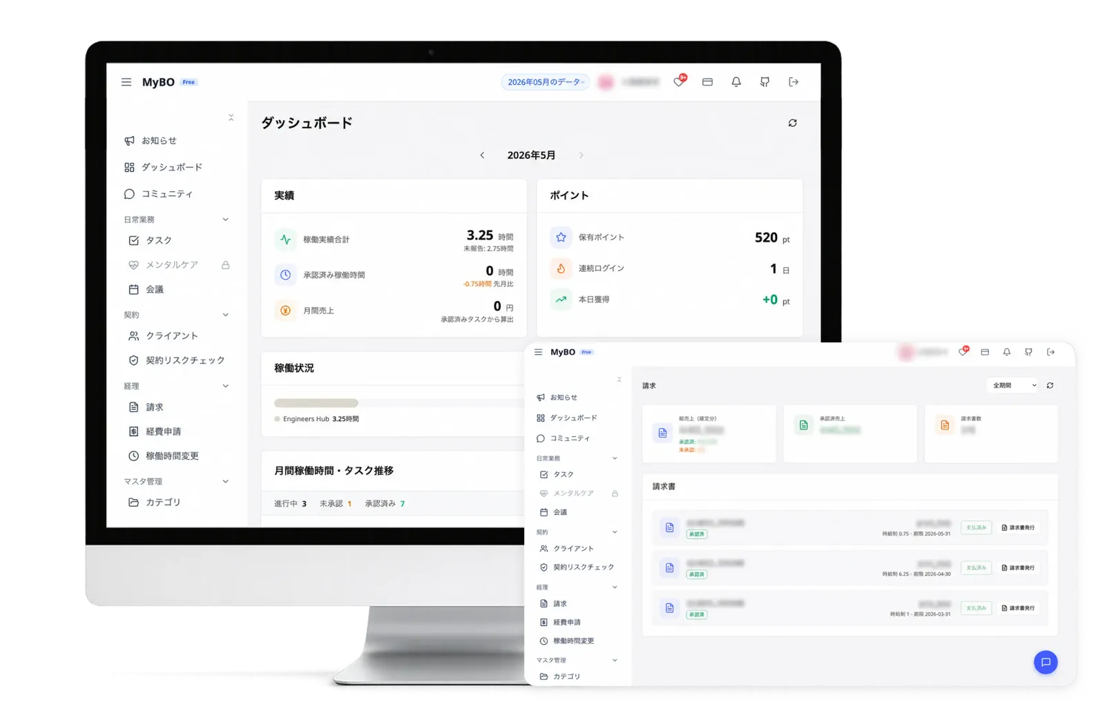 MyBOのサービス画面イメージ